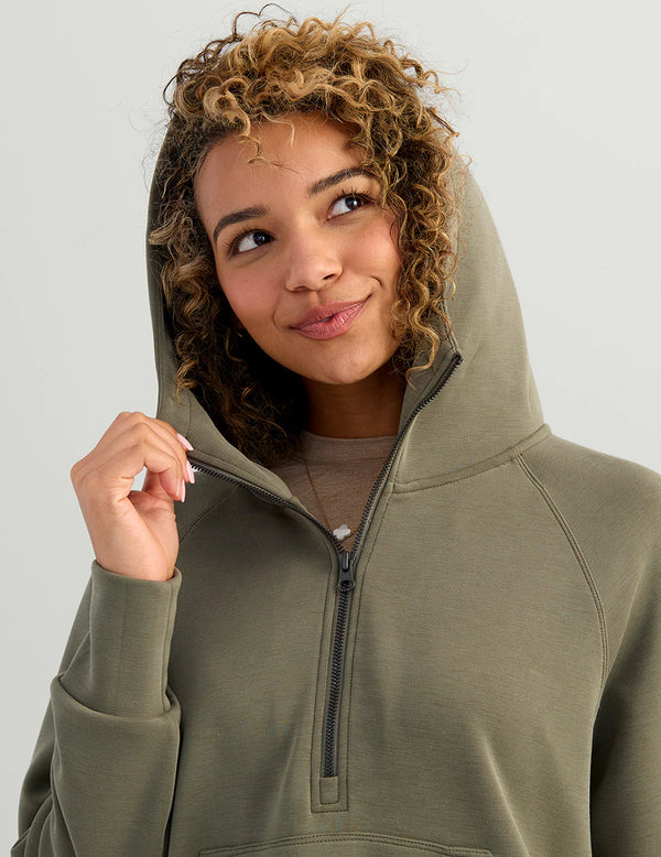 Huk Women's Bayside 1/2 Zip Hoodie - Moss