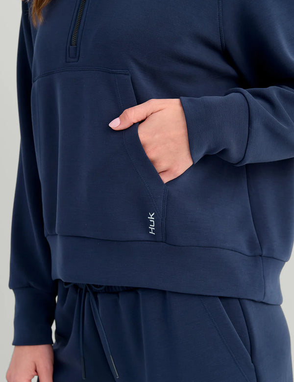 Huk Women's Bayside 1/2 Zip Hoodie - Naval Academy