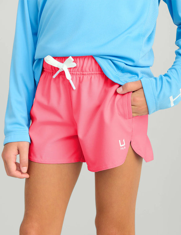 Huk Girls Pursuit Volley Swim Shorts - Neon Coral