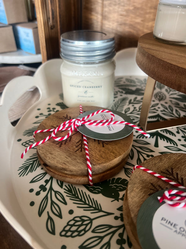 Wood Snowflake Coaster Set