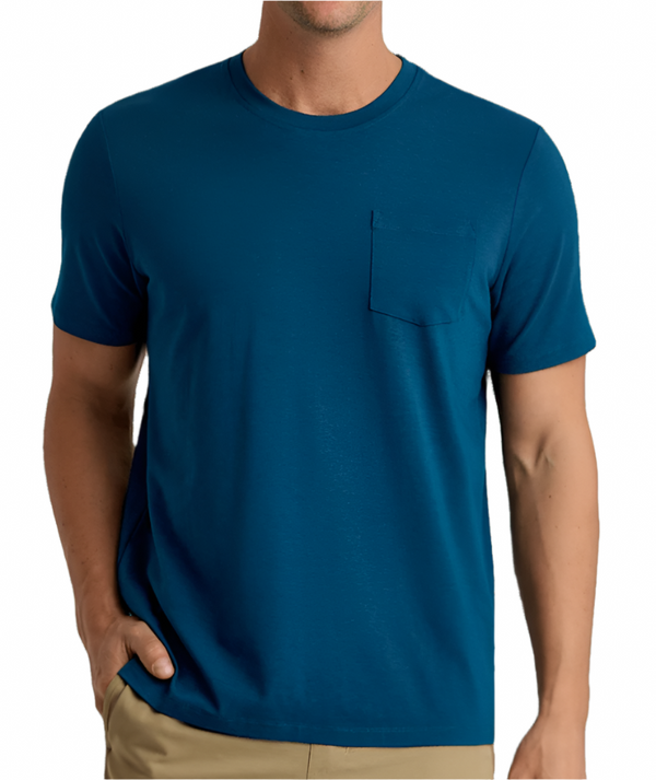 Free Fly Men's Bamboo Current Pocket Tee -  Legion Blue