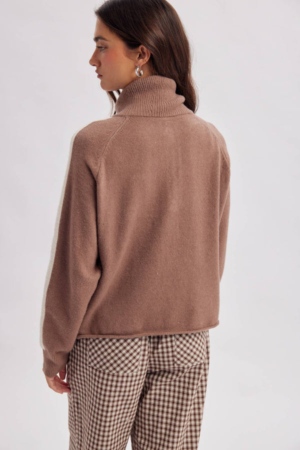 Varsity Striped Half-Zip Sweater