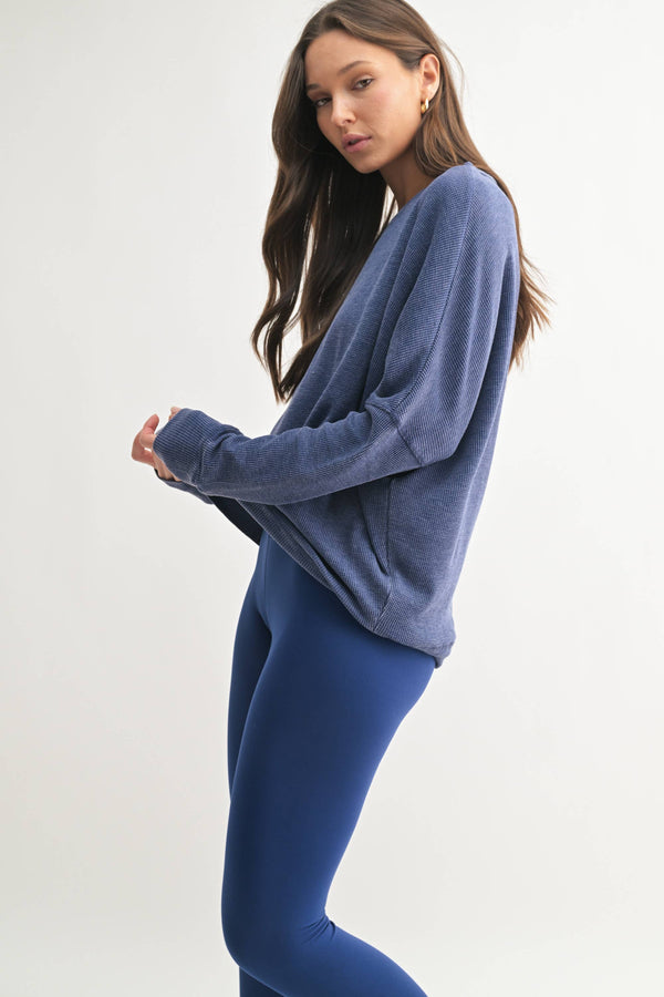 Women's Waffle Ribbed Pullover