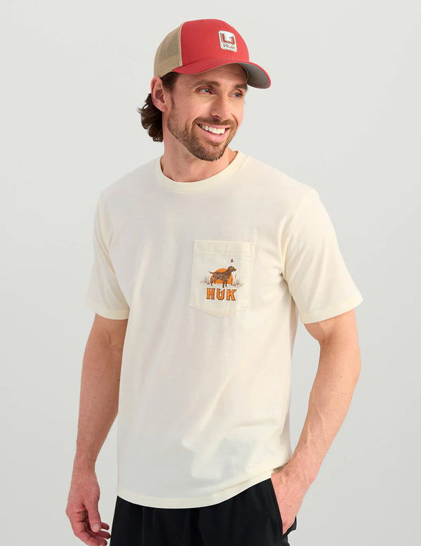 Huk Men's Lab Patch Pocket Tee - Egret