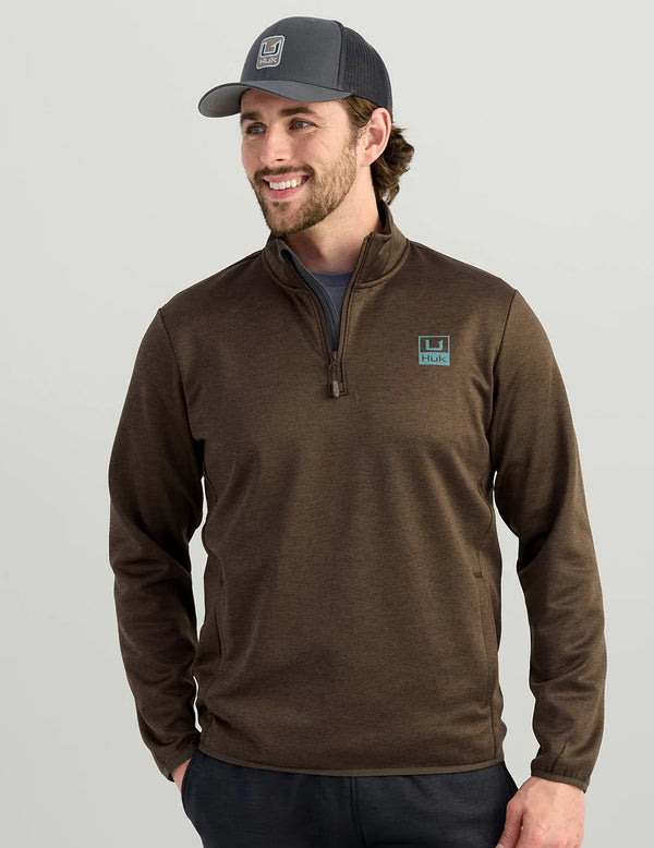 Huk Men's Cold Front 1/4 Zip - Mud Heather