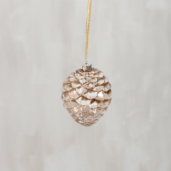 Snowy Pinecone Glass Ornament