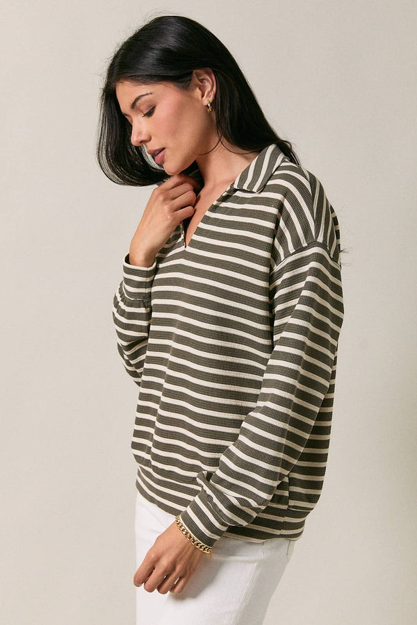 Striped Collared Sweater