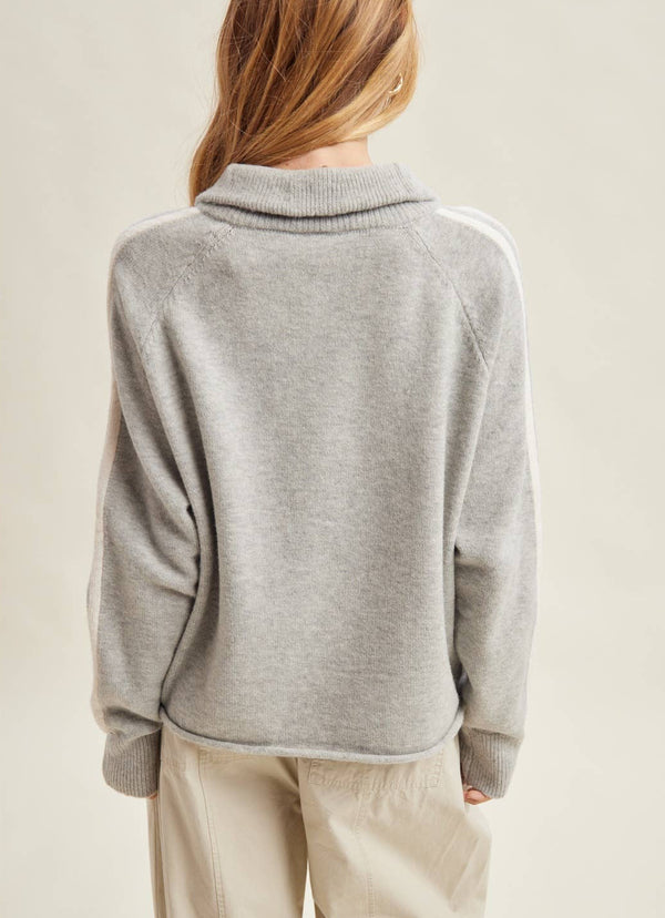 Varsity Striped Half-Zip Sweater